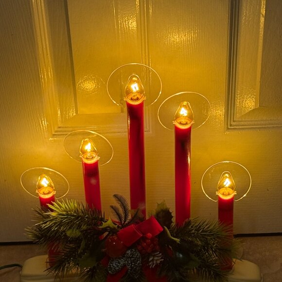 Vintage 5-Staggered Light Christmas Candolier with Halos Vintage - Picture 2 of 2